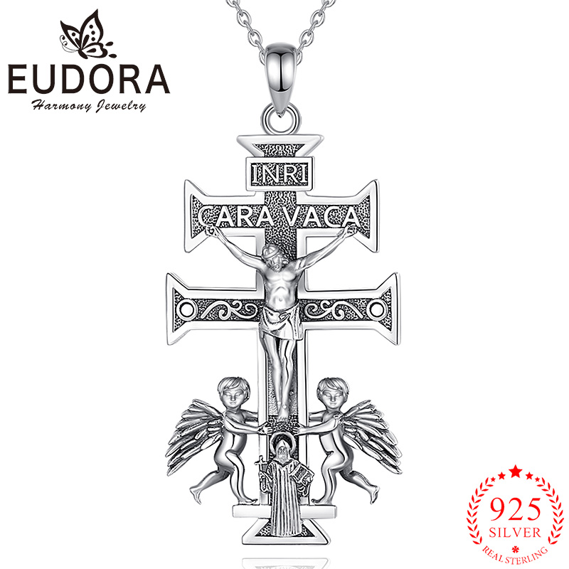 925 Sterling Silver Chain Necklace Men - Eudora 925 Sterling Zilveren Caravaca Kruis