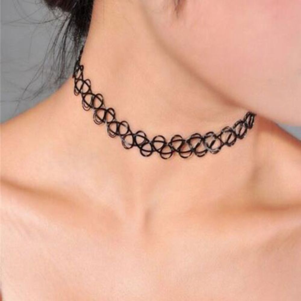 Pearl Choker Necklace Vintage - Meerkleurige Gevlochten Visdraad Ketting Tattoo Choker