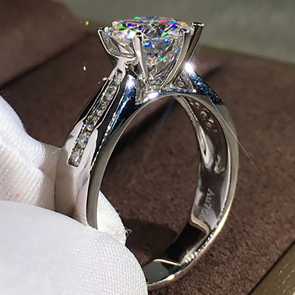 Aangepaste massief 14K Au585 w - Moissanite Engagement Ring 1 Carat recensie en prijs