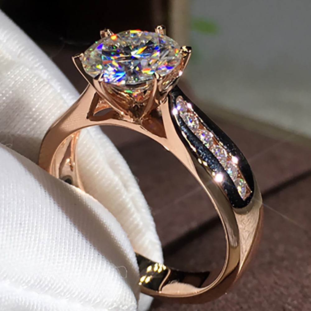 Aangepaste massief 14K Au585 w - Moissanite Engagement Ring 1 Carat recensie en prijs
